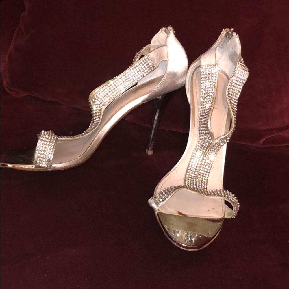 GLINT silver diamond rhinestone dressy heel sandal